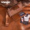 imageMontana West X Wrangler Womens Wallet Western Tooling Bifold Wallets Ladies RFID Blocking Wristlet Wallet with Zipper PocketBrown