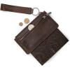 imageMontana West X Wrangler Womens Wallet Western Tooling Bifold Wallets Ladies RFID Blocking Wristlet Wallet with Zipper PocketCoffee
