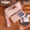 imageMontana West X Wrangler Womens Wallet Western Tooling Bifold Wallets Ladies RFID Blocking Wristlet Wallet with Zipper PocketPink