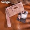 imageMontana West X Wrangler Womens Wallet Western Tooling Bifold Wallets Ladies RFID Blocking Wristlet Wallet with Zipper PocketPink