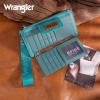 imageMontana West X Wrangler Womens Wallet Western Tooling Bifold Wallets Ladies RFID Blocking Wristlet Wallet with Zipper PocketTurquoise