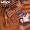 imageMontana West X Wrangler Womens Wallet Western Tooling Bifold Wallets Ladies RFID Blocking Wristlet Wallet with Zipper PocketX Brown