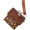 imageMontana West X Wrangler Womens Wallet Western Tooling Bifold Wallets Ladies RFID Blocking Wristlet Wallet with Zipper PocketX Brown