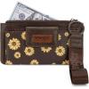 imageMontana West X Wrangler Womens Wallet Western Tooling Bifold Wallets Ladies RFID Blocking Wristlet Wallet with Zipper PocketX Coffee