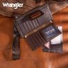 imageMontana West X Wrangler Womens Wallet Western Tooling Bifold Wallets Ladies RFID Blocking Wristlet Wallet with Zipper PocketX Coffee
