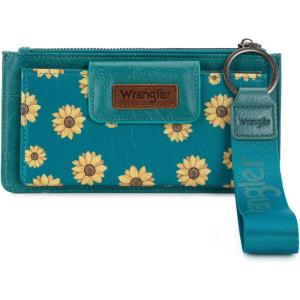 imageMontana West X Wrangler Womens Wallet Western Tooling Bifold Wallets Ladies RFID Blocking Wristlet Wallet with Zipper PocketX Turquoise