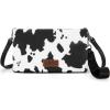 imageWrangler Wristlet Wallet RFID Blocking Bifold Clutch Purse Women Credit Card Holder Cow Print with Crossbody StrapAcow Black