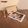 imageWrangler Wristlet Wallet RFID Blocking Bifold Clutch Purse Women Credit Card Holder Cow Print with Crossbody StrapBkhaki