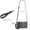 imageWrangler Wristlet Wallet RFID Blocking Bifold Clutch Purse Women Credit Card Holder Cow Print with Crossbody StrapBleopard Black
