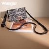 imageWrangler Wristlet Wallet RFID Blocking Bifold Clutch Purse Women Credit Card Holder Cow Print with Crossbody StrapBleopard Black