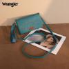 imageWrangler Wristlet Wallet RFID Blocking Bifold Clutch Purse Women Credit Card Holder Cow Print with Crossbody StrapBturquoise