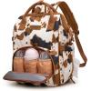 imageWrangler Diaper Bag Backpacks Western Backpack Purses Multifunction Baby Bags for Mom with Waterproof Changing Pad ampamp Pacifier Case3pcs Cow Print Brown