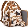 imageWrangler Diaper Bag Backpacks Western Backpack Purses Multifunction Baby Bags for Mom with Waterproof Changing Pad ampamp Pacifier Case3pcs Cow Print Brown