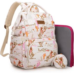 imageWrangler Diaper Bag Backpacks Western Backpack Purses Multifunction Baby Bags for Mom with Waterproof Changing Pad ampamp Pacifier Case3pcs Light Pink