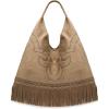 imageMontana Western Fringe Hobo Bags for Women Large Western Shoulder Purses Ladies Top Handle HandbagKhaki