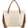 imageWrangler Fringe Large Tote Bag for Women Soft Vegan Leather Purses and HandbagsBeige
