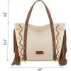imageWrangler Fringe Large Tote Bag for Women Soft Vegan Leather Purses and HandbagsBeige