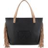 imageWrangler Fringe Large Tote Bag for Women Soft Vegan Leather Purses and HandbagsBlack