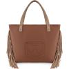 imageWrangler Fringe Large Tote Bag for Women Soft Vegan Leather Purses and HandbagsLight Brown
