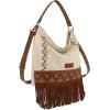 imageWrangler Shoulder Bag Aztec Purse Embroidered FringeBeige