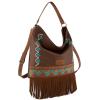 imageWrangler Shoulder Bag Aztec Purse Embroidered FringeBrown