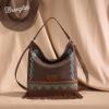 imageWrangler Shoulder Bag Aztec Purse Embroidered FringeBrown