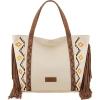 imageWrangler Fringe Large Tote Bag for Women Soft Vegan Leather Purses and HandbagsBeige