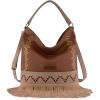 imageWrangler Shoulder Bag Aztec Purse Embroidered FringeLight Brown