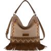 imageWrangler Shoulder Bag Aztec Purse Embroidered FringeTan