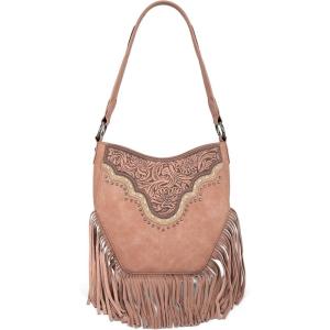 imageMontana West Fringe Shoulder Bag for Women Western Tooled Hobo Tote Bag PursesFringedark Pink