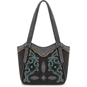 imageMontana West Western Tote Bag for Women Embroidered Shoulder BagBlack