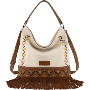 imageWrangler Shoulder Bag Aztec Purse Embroidered FringeBeige