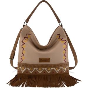 imageWrangler Shoulder Bag Aztec Purse Embroidered FringeTan