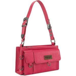 imageWrangler Y2K Purse Small Shoulder Bag for Women with Western Detachable Charms ampamp Multiple PocketsHot Pink