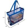 imageMontana West Large Mesh Beach Tote Bag Net Mesh Pool Bag with Two PocketsBlue