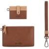 imageMontana West x Wrangler Keychain Wristlet Wallets for Women Detachable Dual Pouch Wristlet Portable Card Holder for WomenBrown