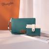 imageMontana West x Wrangler Keychain Wristlet Wallets for Women Detachable Dual Pouch Wristlet Portable Card Holder for WomenTurquoise
