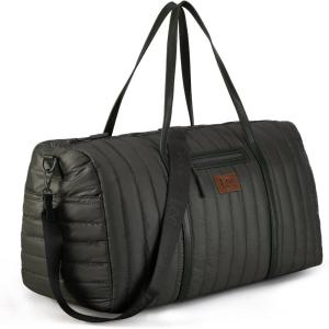 imageLee Quilted Travel Duffel Bag for Women Large Soft Puffy Lightweight Weekender Gym Bag with Adjustable Strap WaterResistant Overnight Carry On Bag for Trips Sport Airplane HospitalGreen