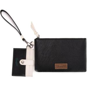 imageMontana West x Wrangler Keychain Wristlet Wallets for Women Detachable Dual Pouch Wristlet Portable Card Holder for WomenArtist Black