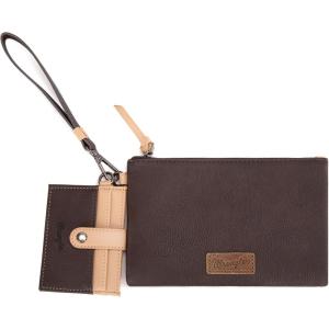imageMontana West x Wrangler Keychain Wristlet Wallets for Women Detachable Dual Pouch Wristlet Portable Card Holder for WomenCoffee