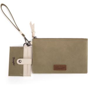 imageMontana West x Wrangler Keychain Wristlet Wallets for Women Detachable Dual Pouch Wristlet Portable Card Holder for WomenGreen