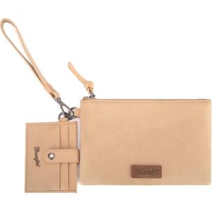 imageMontana West x Wrangler Keychain Wristlet Wallets for Women Detachable Dual Pouch Wristlet Portable Card Holder for WomenTan