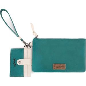imageMontana West x Wrangler Keychain Wristlet Wallets for Women Detachable Dual Pouch Wristlet Portable Card Holder for WomenTurquoise