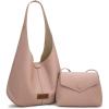 imageWrangler Hobo Bag Purse for Women 2PCS Set Slouchy Shoulder Handbags with Small Crossbody BagPink