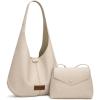 imageWrangler Hobo Bag Purse for Women 2PCS Set Slouchy Shoulder Handbags with Small Crossbody BagTan