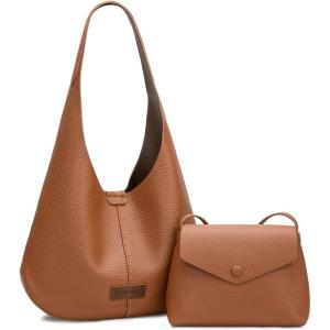 imageWrangler Hobo Bag Purse for Women 2PCS Set Slouchy Shoulder Handbags with Small Crossbody BagBrown