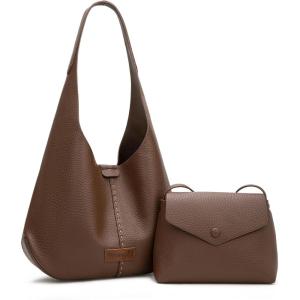 imageWrangler Hobo Bag Purse for Women 2PCS Set Slouchy Shoulder Handbags with Small Crossbody BagCoffee