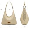 imageWrangler Suede Hobo Purse for Women Embossed Soft Slouchy Shoulder Bag 2Pcs SetDropbeige