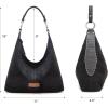 imageWrangler Suede Hobo Purse for Women Embossed Soft Slouchy Shoulder Bag 2Pcs SetDropblack
