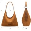 imageWrangler Suede Hobo Purse for Women Embossed Soft Slouchy Shoulder Bag 2Pcs SetDropbrown